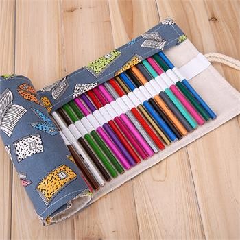 Simple pencil case can print portable pencil bag stationery bag roll curtain for students